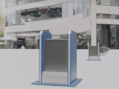 Street Light 8 Bollard 200mm Futuristic Blue Version 1 Low-poly 3D model