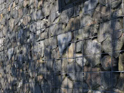 Seamless PBR Scanned Gabion Stone Wall 1x1m Texture Texture