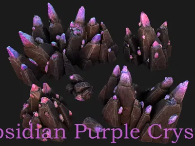Crystal Obsidian Rocks Mineral Low-poly 3D model