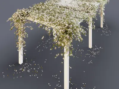 Pergolas collection table with flowers 3D Model Pack