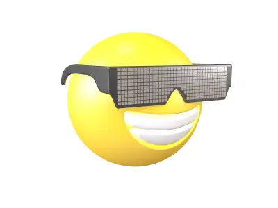 Beaming Face With Future Technology Glasses v1 006 Low-poly 3D model