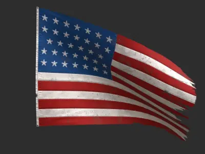 US Flag 34 Stars 1861 Low-poly 3D model