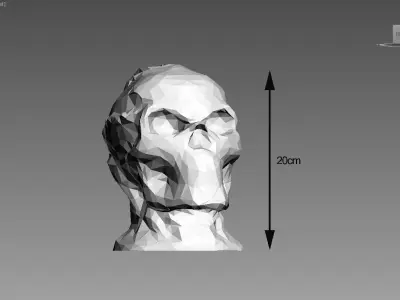 Low-poly Robot Skull Headphone Stand Cyborg Headset Stand 3D print model