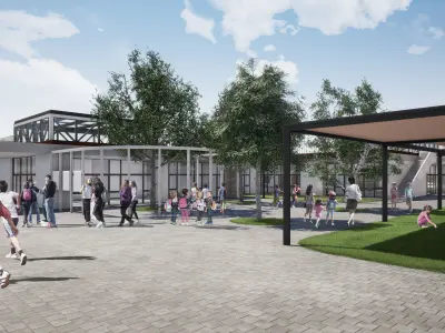 School with pavilion concept Low-poly 3D model