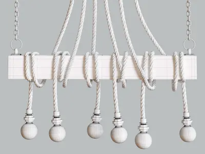 Wooden Beam Chandilier lamp 3D model