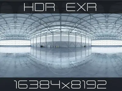 HDRI - Airplane Hangar Interior 4 - 16384x8192 Texture