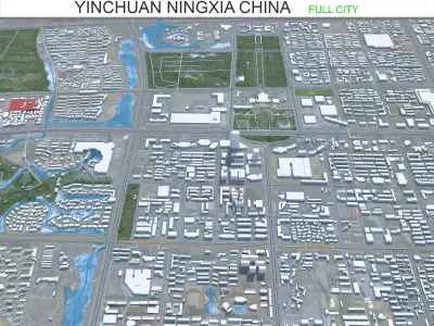 Yinchuan Ningxia China 60km AI Low-poly 3D model