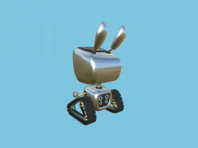 Cute Robot 05 Aluminum - Character SciFi Design Low-poly 3D model