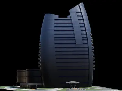 skyscraper modern building Low-poly 3D model