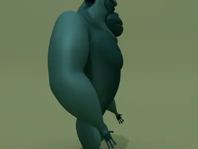 Cartoon Monster Blue Gorilla 3D model
