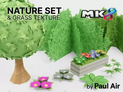 Nature Set - Mario Kart 8 Deluxe Low-poly 3D model