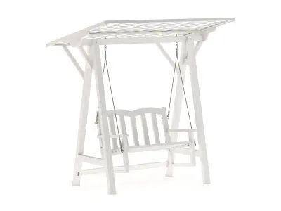 5 Wooden Swing Chairs Set 3D model