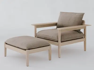 DWR Terassi Lounge Chair with Ottoman 3D model