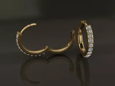 Earring One Sided Diamond Hoop Mid Size 11mm Inside Diameter 3D print model