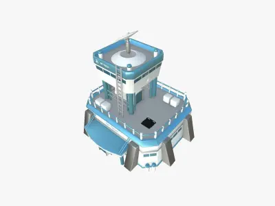 SciFi Facility B01 White Blue - Sci Fi Exterior Design Low-poly 3D model