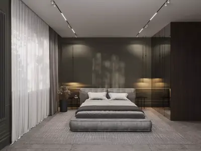 Modern Master Bedroom-Elegant Gray Palette 3D model