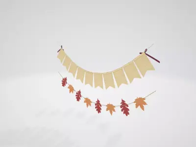 Uniwish Happy Fall Banner Low-poly 3D model