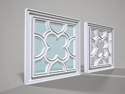 Highpoly Square Gothic Window Type3 3D model