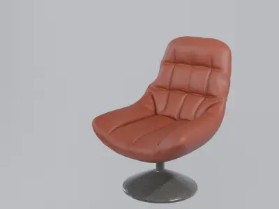 Modern Black and Brown Leather Lounge Chair with Metallic Base 3D model