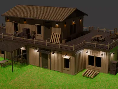 Wooden house full of details 3D model