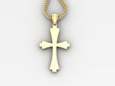 Light Gold 18K Cross Pendant 1CP030 3D print model
