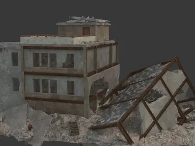 destroyed building  Low-poly 3D model