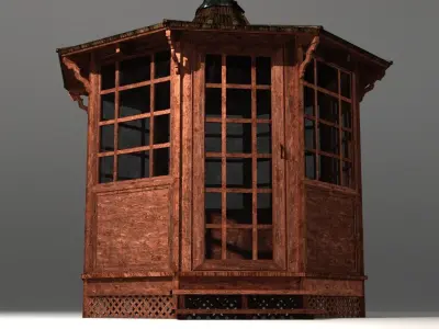 Gazebo wooden Low-poly 3D model