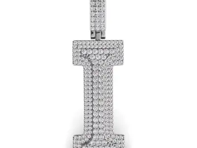 Alphabet Latter I Diamond Pendent 3D print model
