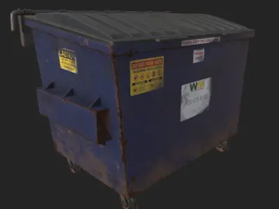 PBR Dumpster mid poly weathered VR and Game model Low-poly 3D model