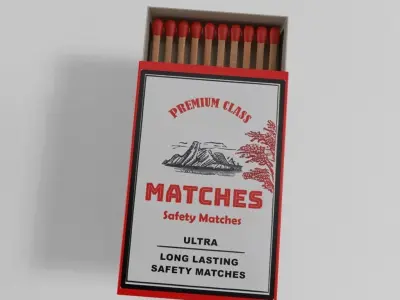 Lighting fluids and matches Matches Small Box Low-poly 3D model