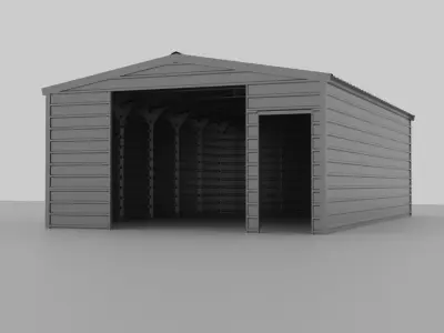Industrial metal shed warehouse 3D model