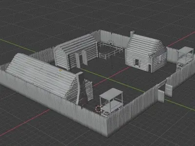 Frontier Fort Free low-poly 3D model