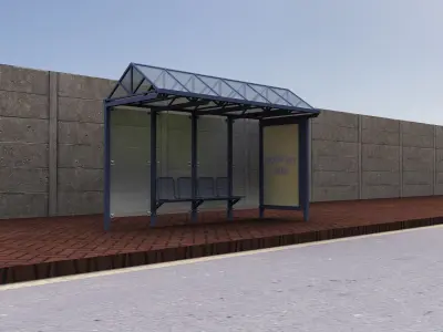 Bus Stop Modern2 Low-poly 3D model