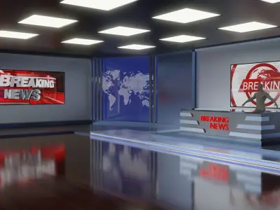 Virtual TV News Studio 3D model shop