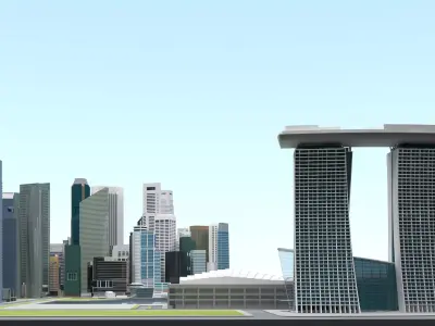 Singapore City Low-poly 3D model
