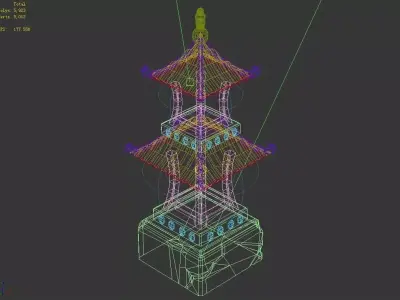 Yong An City - decorative stone lamp 06 3D model