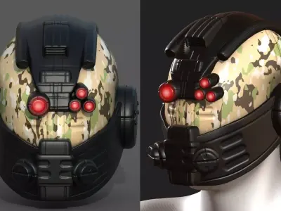 Helmet scifi military futuristic technology fantasy  Low-poly 3D model purchase