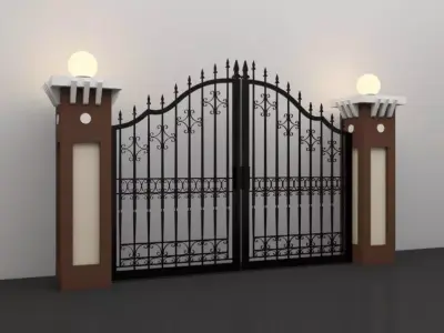 A Gate wrought iron with lights 3D model