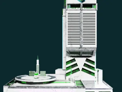 Sci-fi City Buildings Low Poly Kitbash Set  Neo Victoria Low-poly 3D model