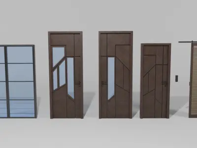 5 Doors Collection modern Free low-poly 3D model