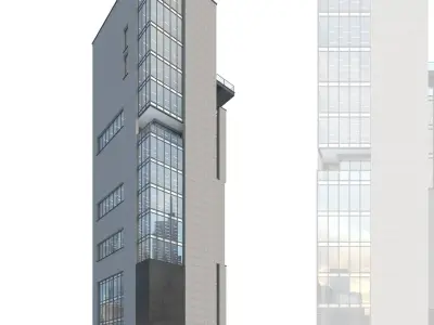 High-rise office building No 11 Low-poly 3D model