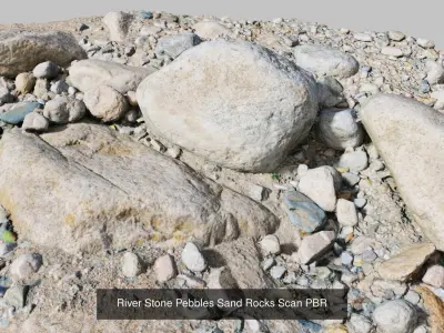 River Coast Stone Collection PBR Scan  3D Model Pack