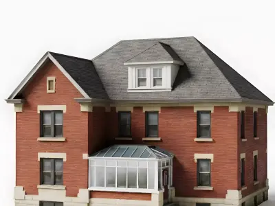 Sturdy Chicago-Style Brick Bungalow 3D Model Low-poly 3D model