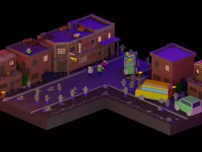 Zombie shootout lowpoly Low-poly 3D model