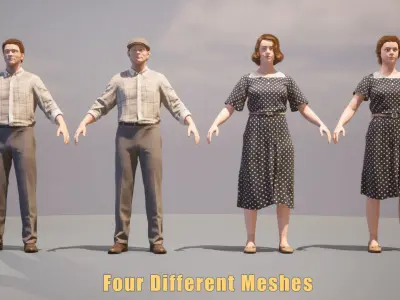 Soviet Citizens Low-poly 3D model