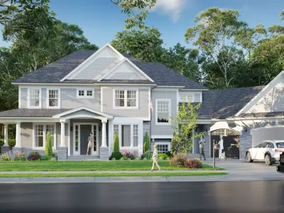 Modern American House 3D Exterior Scene 3D model