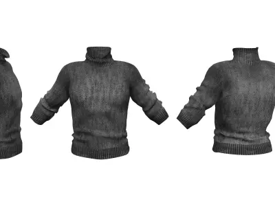 Male Polo Neck Jumper Low-poly 3D model