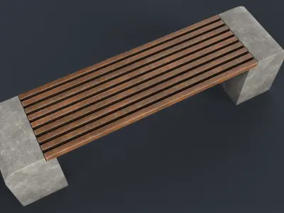 Modern Outdoor Bench 25 PBR Game Ready Low-poly 3D model