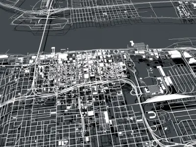 Cityscape Baton Rouge  Louisiana USA  3D model