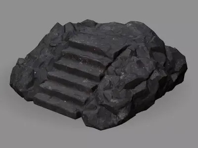 stairs stone 08 Low-poly 3D model